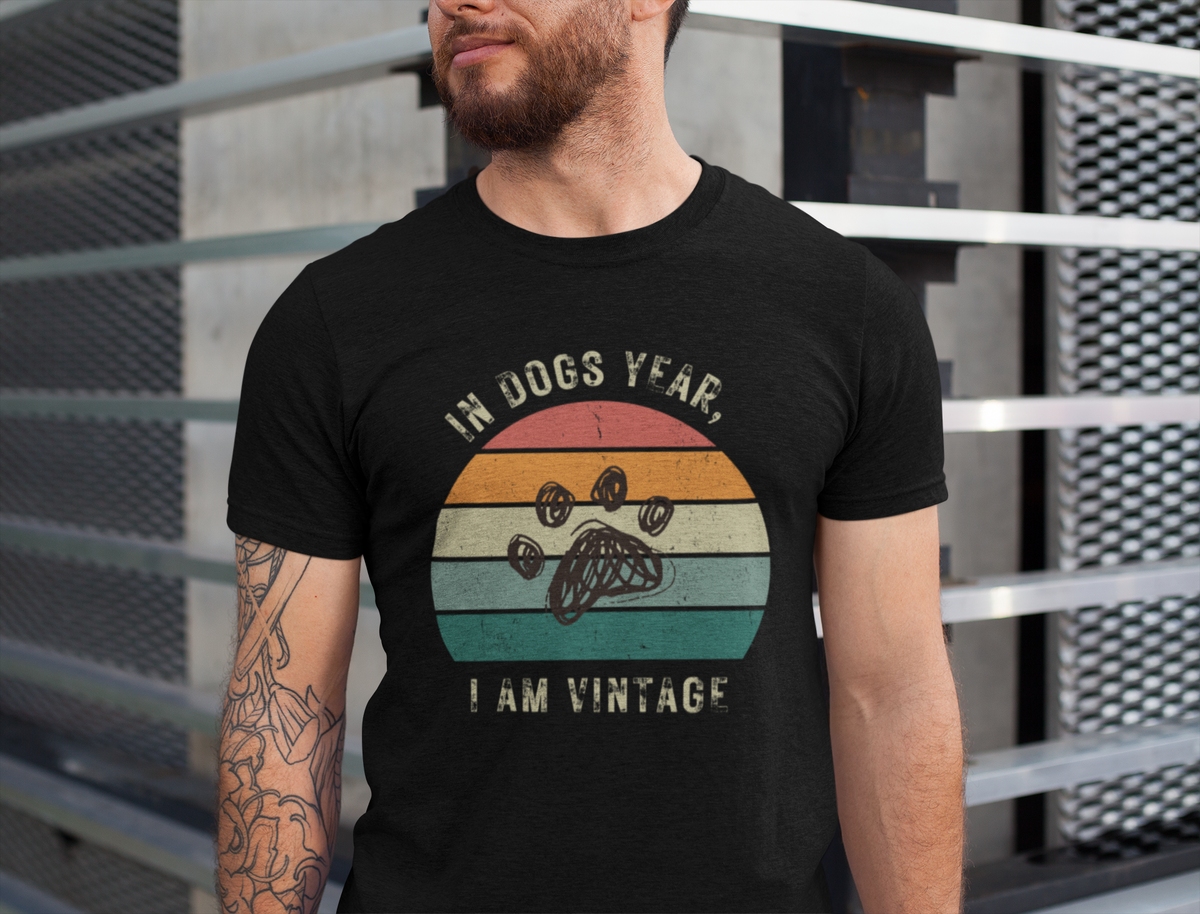 In Dogs Year, I Am Vintage (paw) T-Shirt